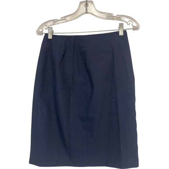 Givenchy Couture Womens Skirt 38 US 6 Straight Wool blend Navy Blue Knee Length - Picture 1 of 7